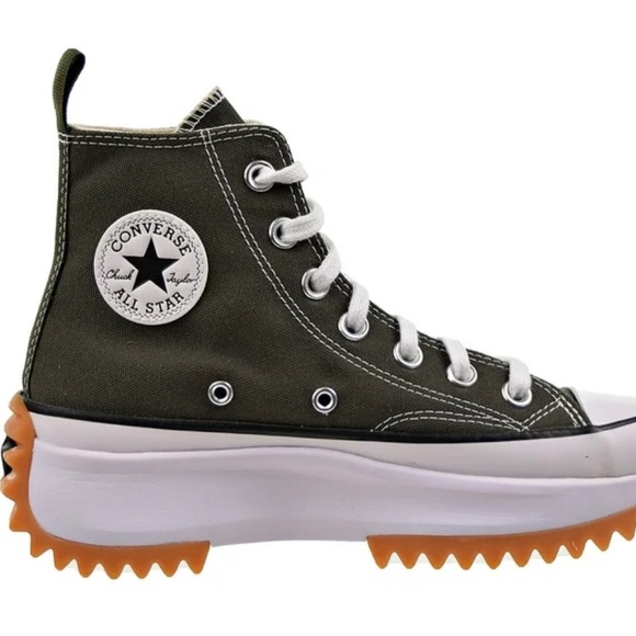 Converse Olive Run Star Hike Platform High Top Sneakers - Picture 1 of 9